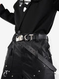 Argue Culture Logo Liquid Metal Belt Avant-Garde Spliced Leather Waist