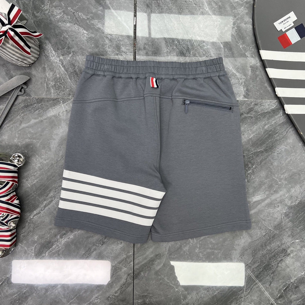Thom Browne Style Four-Bar Knee-Length Shorts