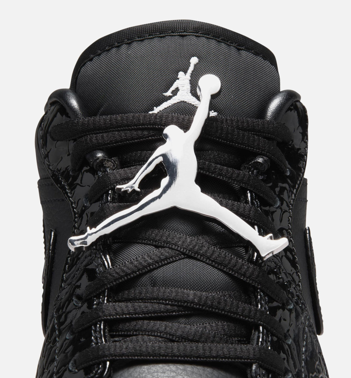 Air Jordan 1 Low Patent Elephant - Women's Lifestyle Shoe (Black/Black/White/Metallic Silver)