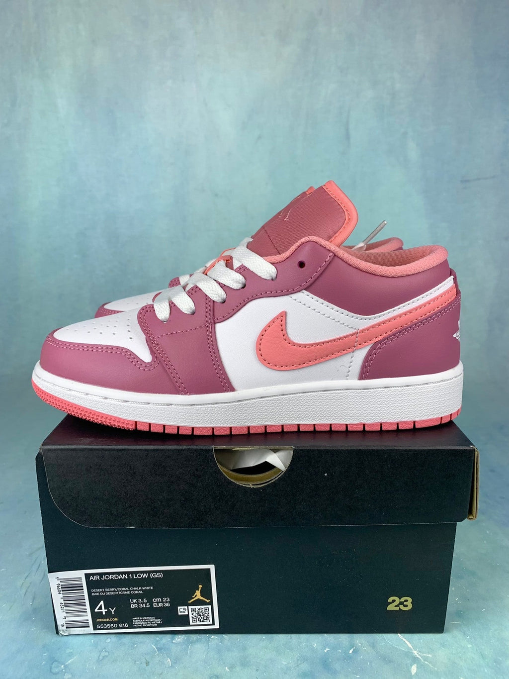 Air Jordan 1 Low Low- White/Pink 553560-616 Unisex Sneakers