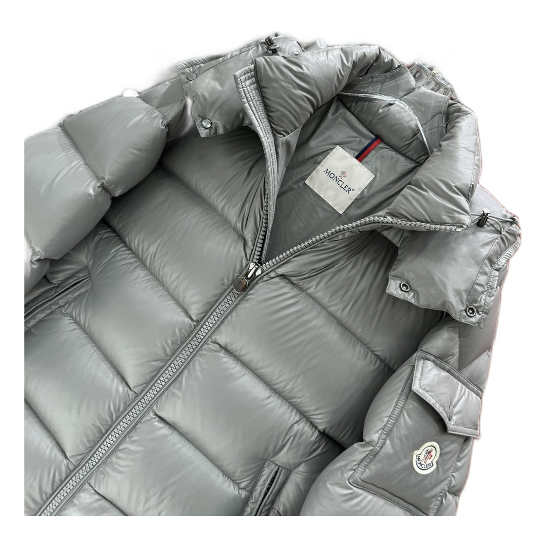 Moncler Maya Hooded Down Puffer Jacket - Gray