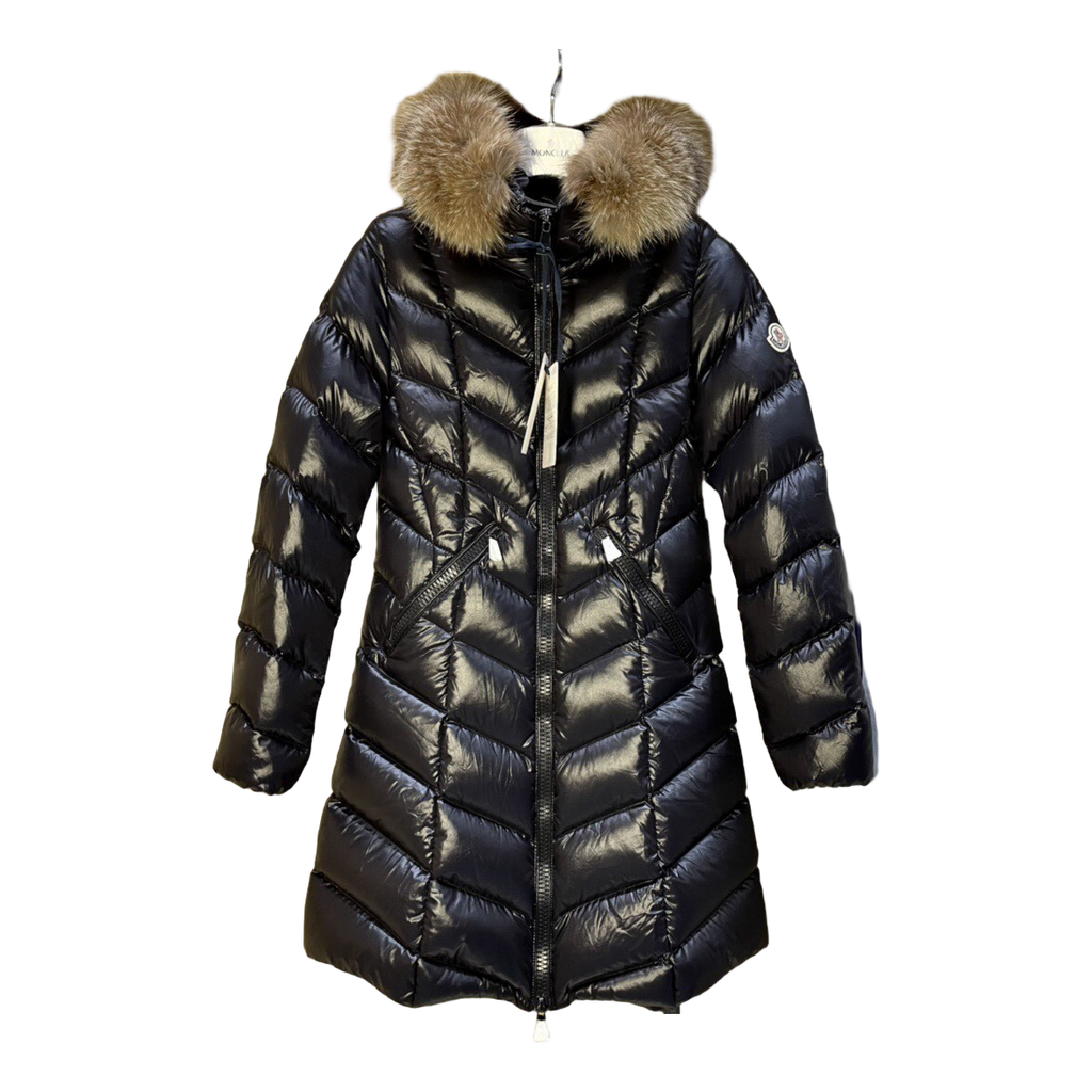 Moncler Fulmarus Chevron-Quilted Hooded Down Coat in Black