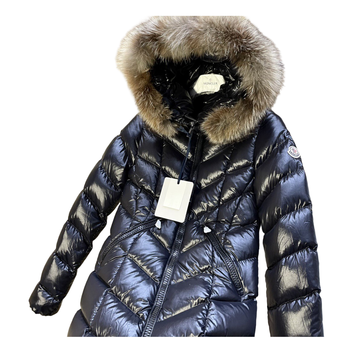 Moncler Fulmarus Chevron-Quilted Hooded Down Coat in Black