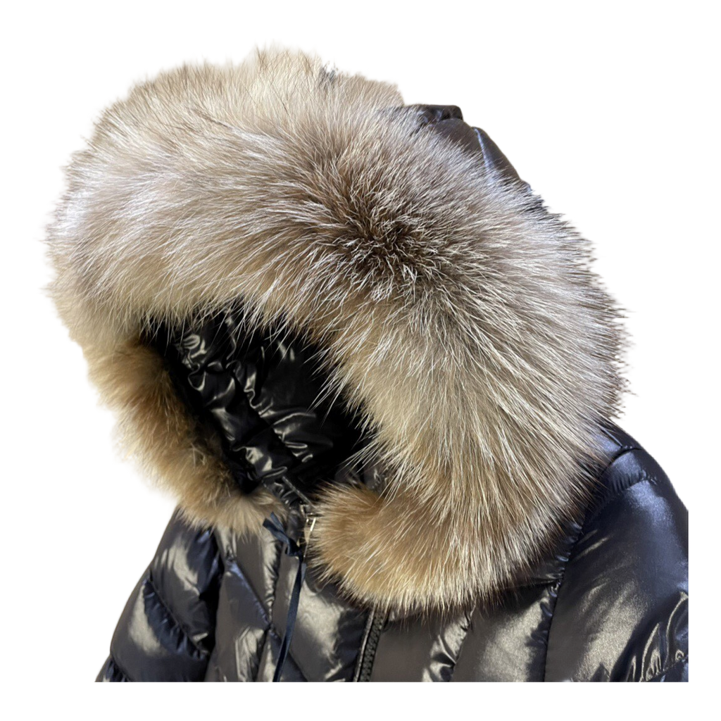 Moncler Fulmarus Chevron-Quilted Hooded Down Coat in Black