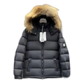Moncler Fur-Trim Hooded Short Down Puffer Jacket in Black