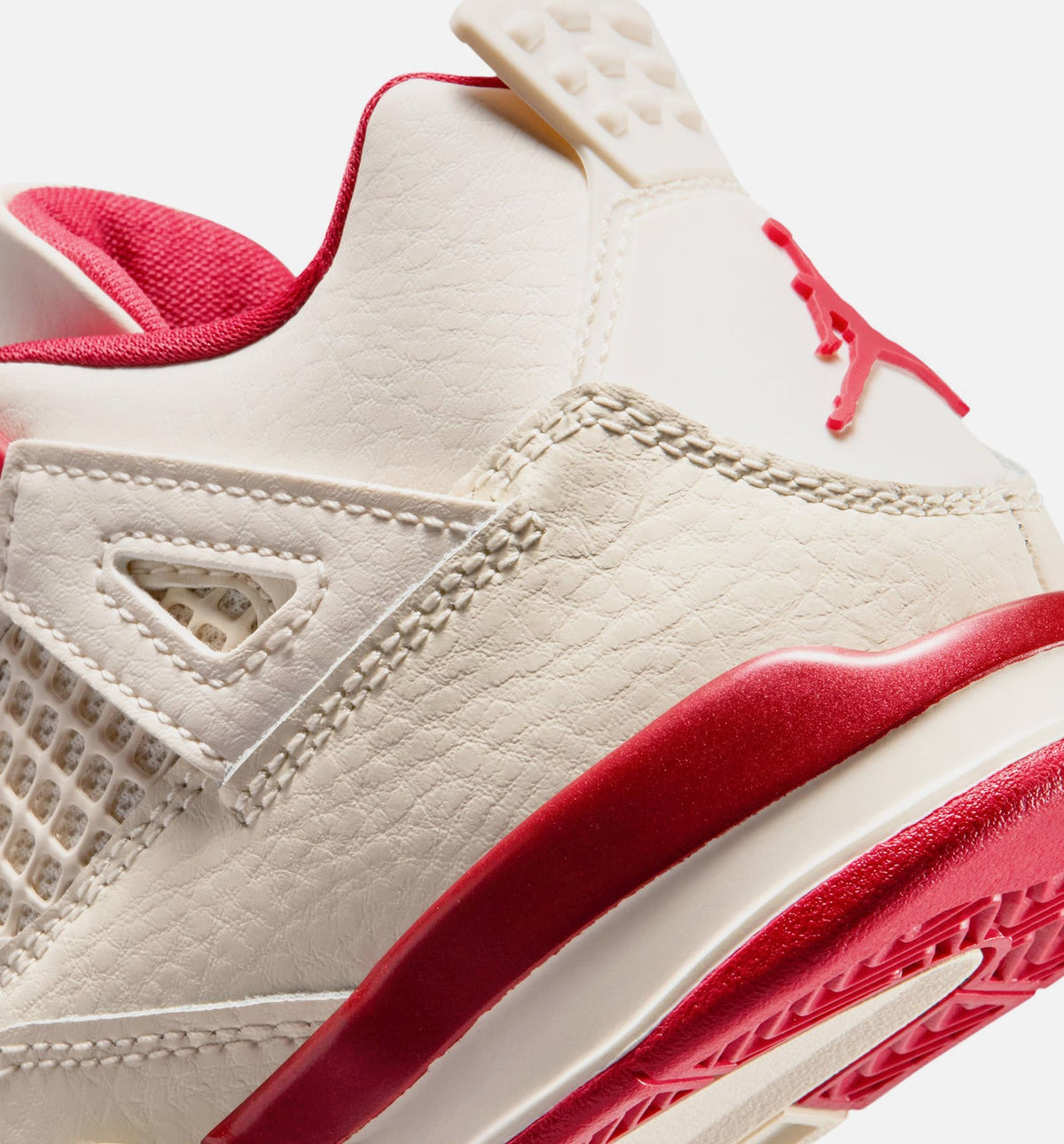 Air Jordan 4 Retro Valentine's Day Preschool Lifestyle Shoes - Pale Ivory / Sierra Red / Tough Red