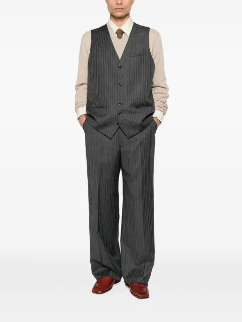 Reveres 1949 pinstripe-pattern buckle-strap gilet