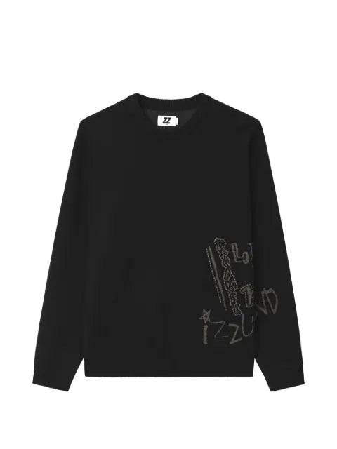 izzue graphic-print crew-neck sweater