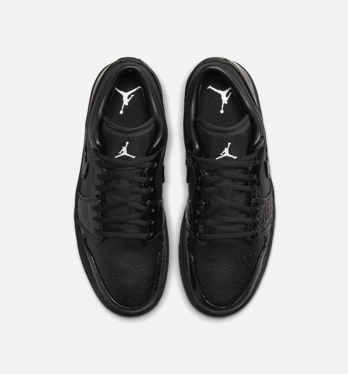 Air Jordan 1 Low Patent Elephant - Women's Lifestyle Shoe (Black/Black/White/Metallic Silver)
