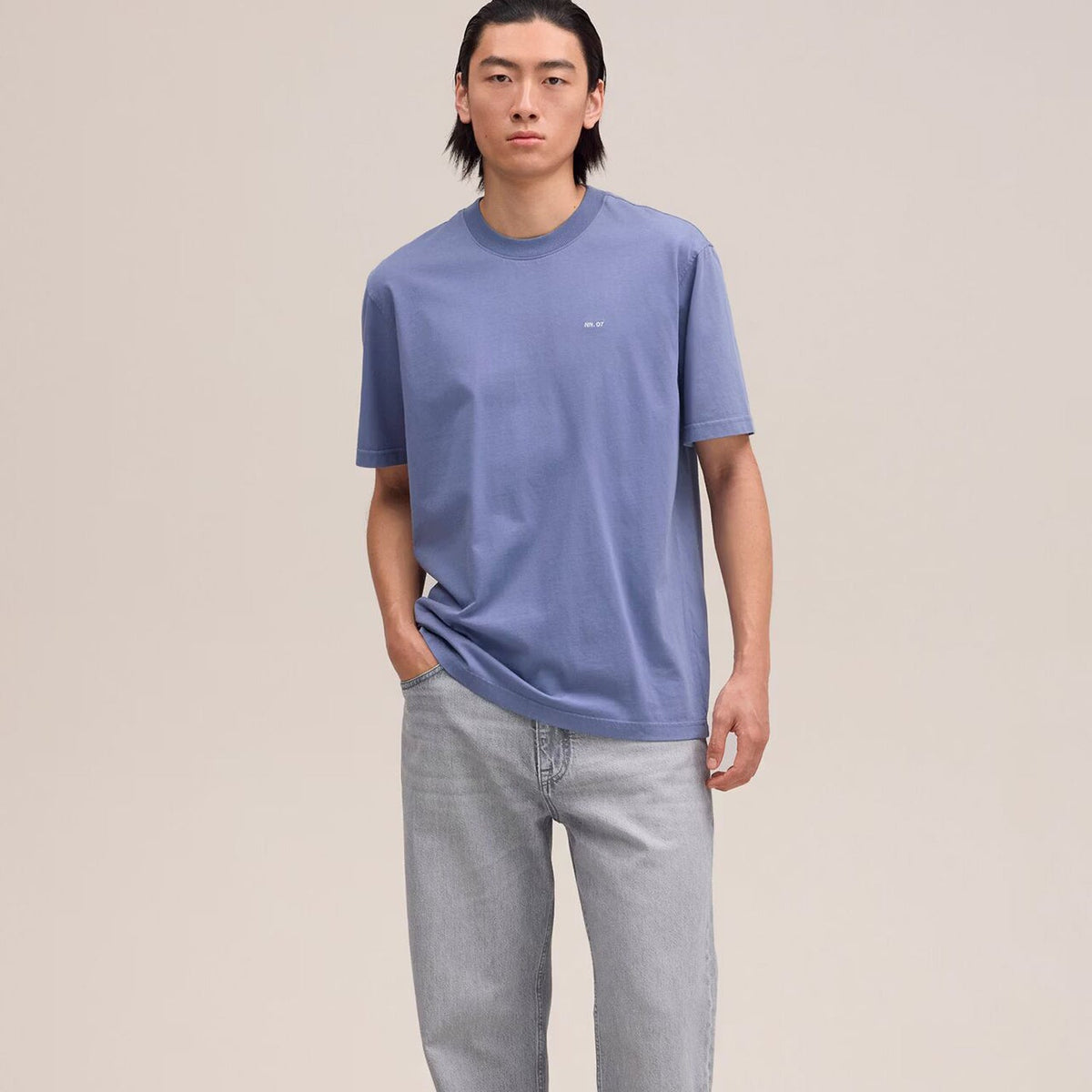 NN07 Adam EMB T-shirt: Stone Blue