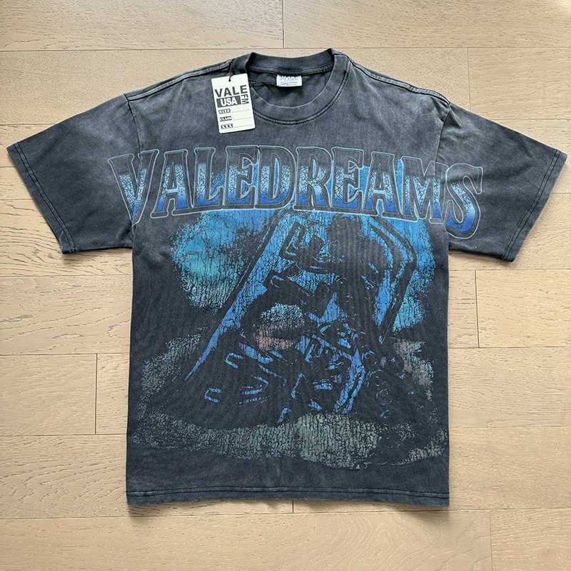 VALE USA Washed Black Graphic T-Shirt