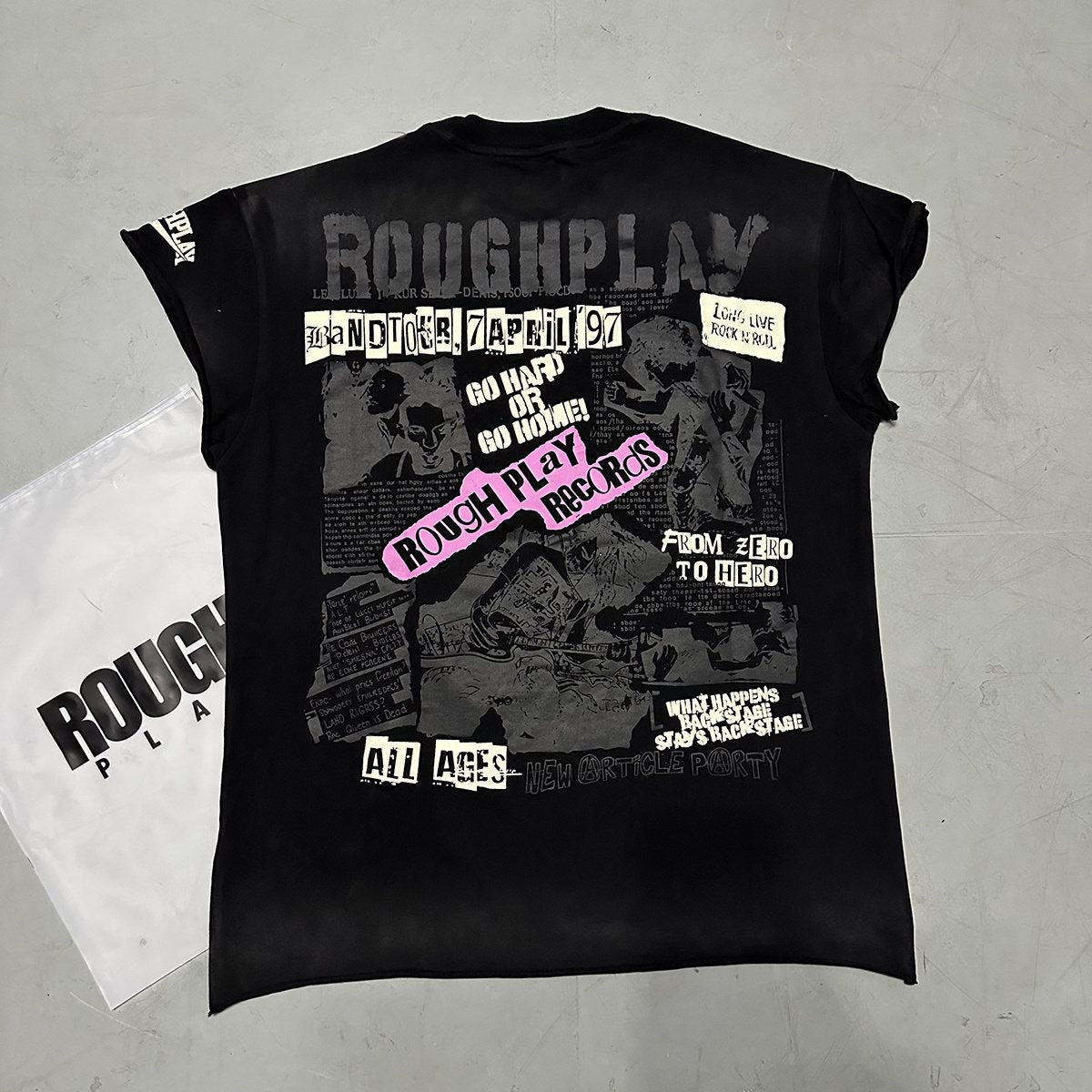Rough Play World Tour Rhinestone Washed Sleeveless T-Shirt