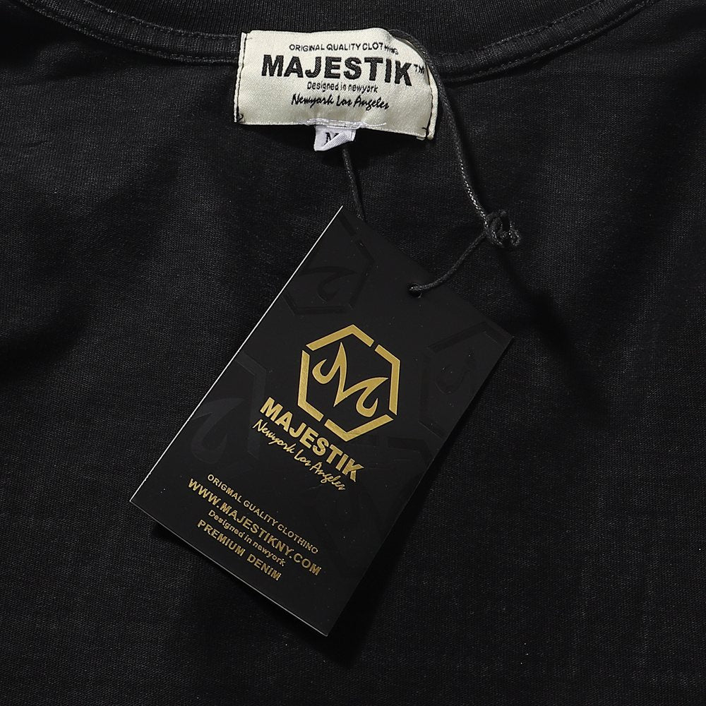 MAJESTIK Lion Football Rhinestone Crop T-Shirt