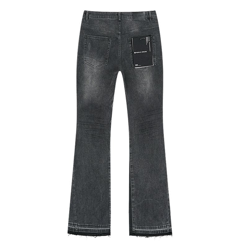 Purple Brand Washed Black Paint-Splatter Flared Jeans
