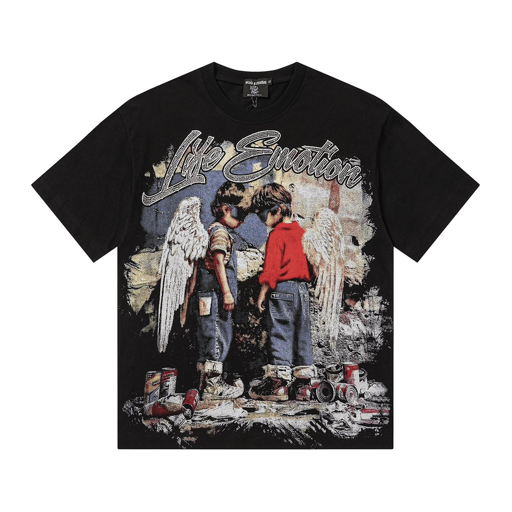 MIXED EMOTION Rhinestone Graphic T-Shirt