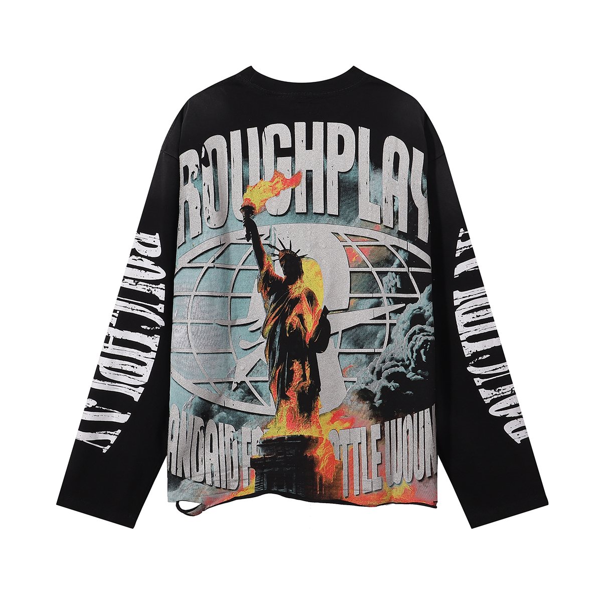 Rough Play Statue of Liberty Graphic Long-Sleeve T-Shirt