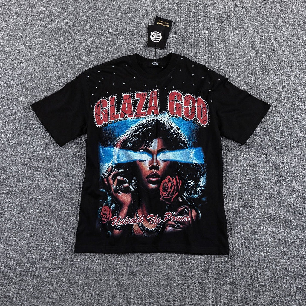 GLAZA GOD Unleash The Power Graphic T-Shirt