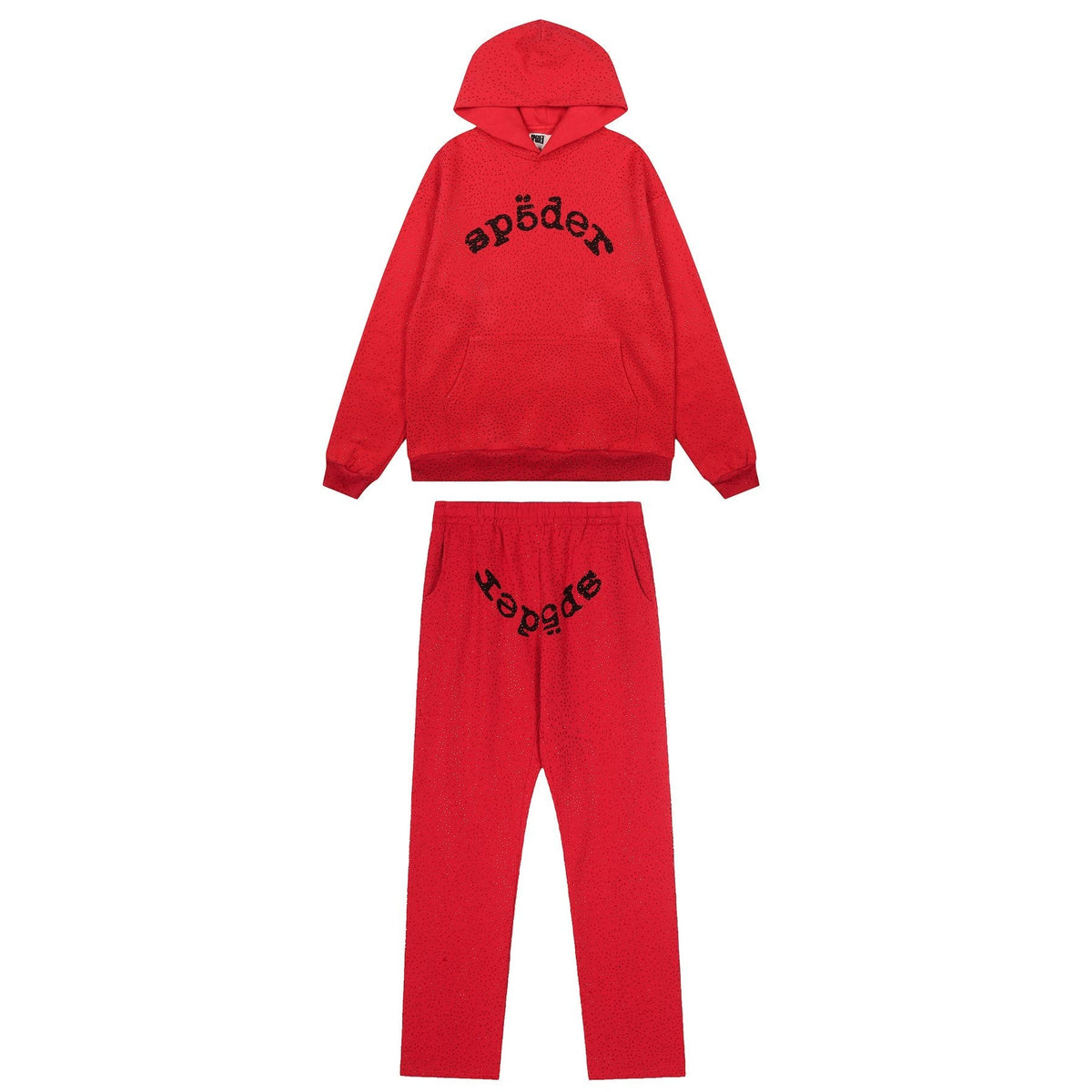 Sp5der Rhinestone Hoodie & Pants Matching Set