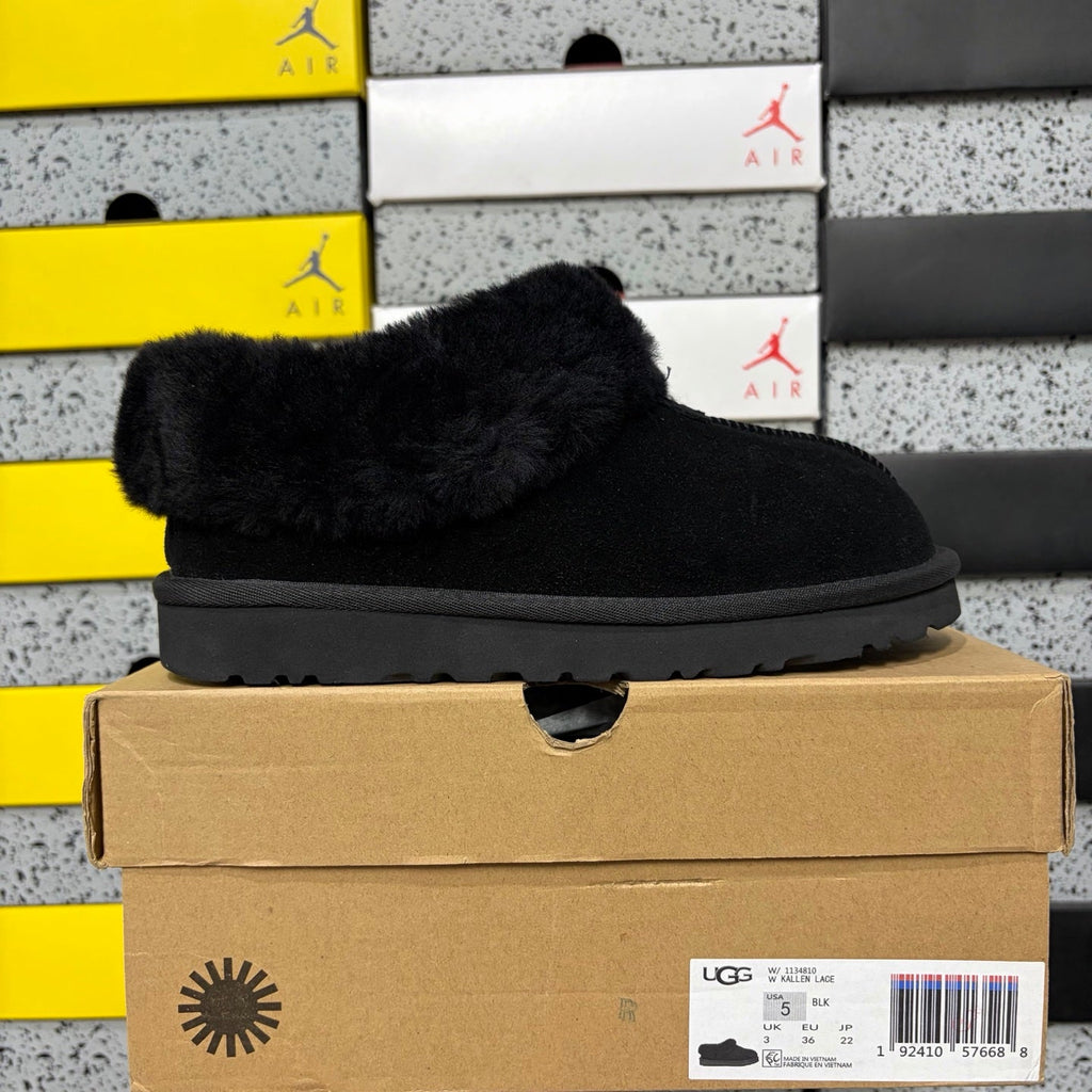 UGG Kallen Lace Slipper – Women’s Platform Suede Clog with Shearling Cuff in Black