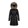 Moncler Fulmarus Chevron-Quilted Fur-Trim Long Down Coat