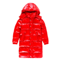 Moncler Hanoverian Glossy Red Hooded Long Down Puffer Coat