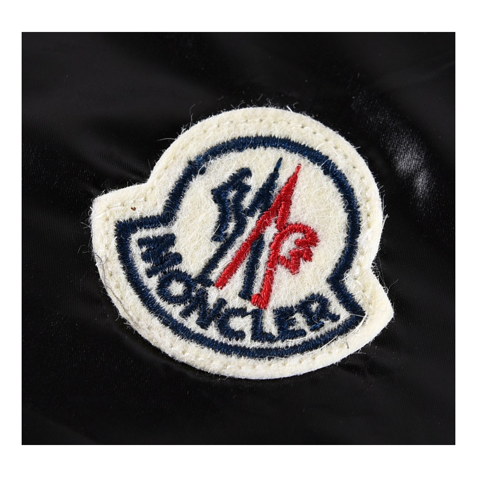 Moncler Glossy Tricolour Sleeve-Stripe Hooded Down Puffer Jacket