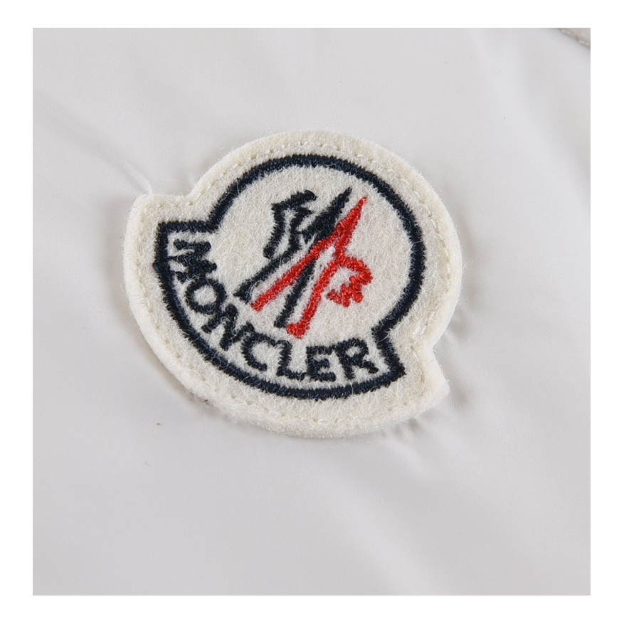 Moncler Glossy Tricolour Sleeve-Stripe Hooded Down Puffer Jacket