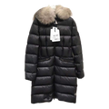Moncler Four-Pocket Fur-Trim Hooded Long Down Coat in Black