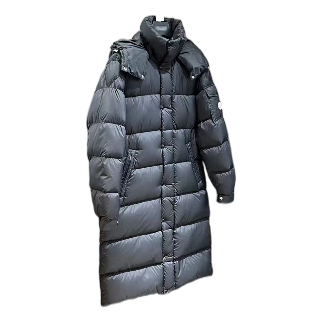 Moncler Hanoverian Hooded Long Down Puffer Coat in Black