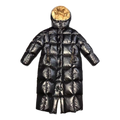 Moncler Glossy Black Long Down Puffer Coat with Gold Lining