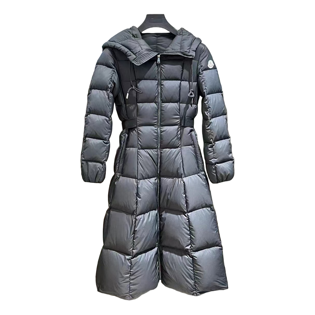 Moncler Faucon Hooded Long Down Puffer Coat in Black