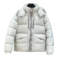 Moncler Two-Way Zip Hooded Down Puffer Jacket in Off White