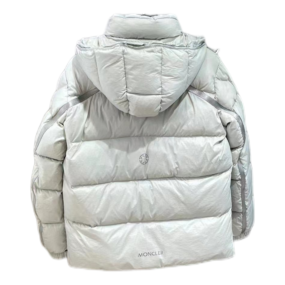 Moncler Two-Way Zip Hooded Down Puffer Jacket in Off White