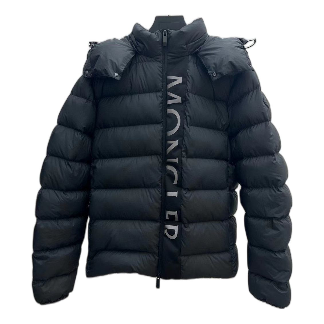 Moncler Vertical-Logo Snap-Front Down Puffer Jacket – Black
