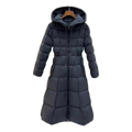 Moncler Fitted Long Down Coat with Drawstring Hood in Black