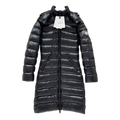 Moncler Long Quilted Down Coat with Fur-Trim Hood - Black