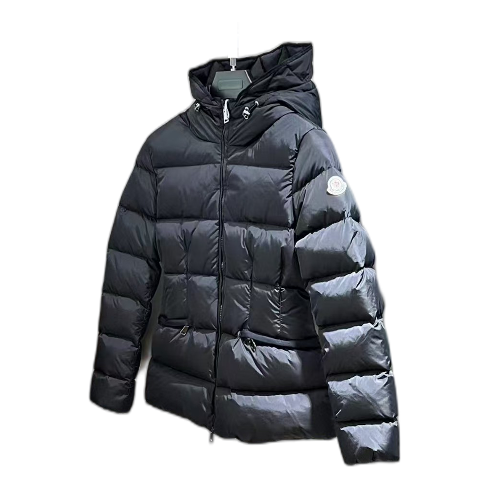 Moncler Fitted Down Puffer Jacket with Drawstring Hood