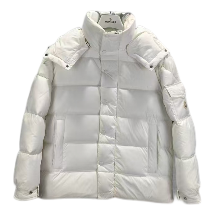 Moncler Matte Snap-Front Hooded Down Puffer Jacket