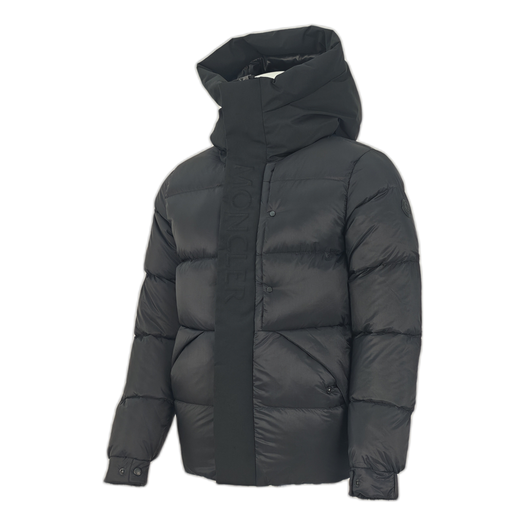 Moncler Tonal-Logo High-Collar Down Puffer Jacket – Black