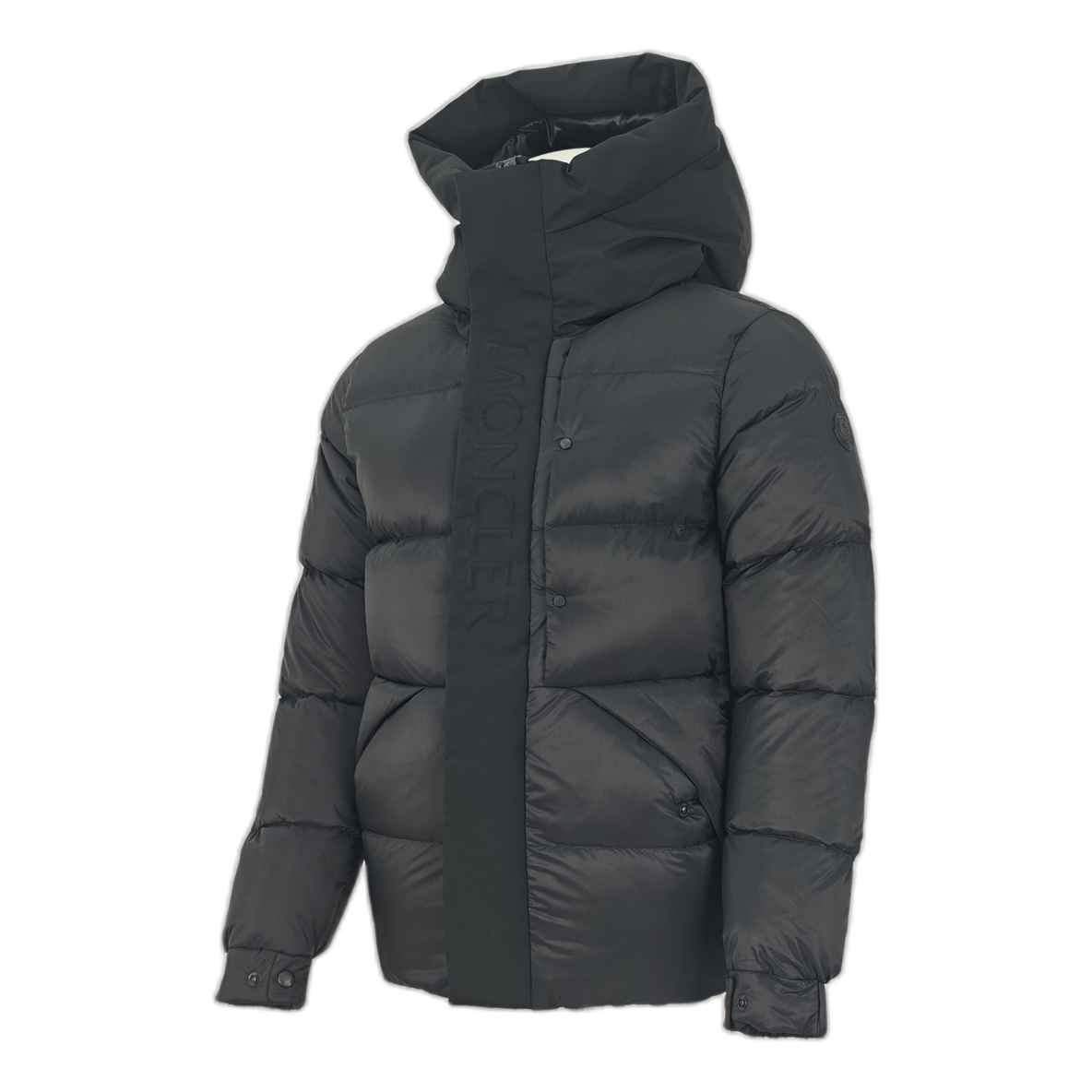 Moncler Tonal-Logo High-Collar Down Puffer Jacket – Black