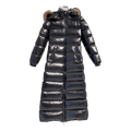 Moncler Glossy Fur-Trim Hooded Long Down Puffer Coat