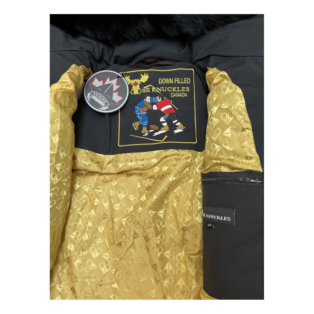 Moose Knuckles Gold 3Q Fur-Trim Down Puffer Jacket – Black