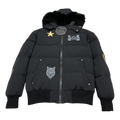 Moose Knuckles Patch-Detail Hooded Down Bomber Jacket – Black