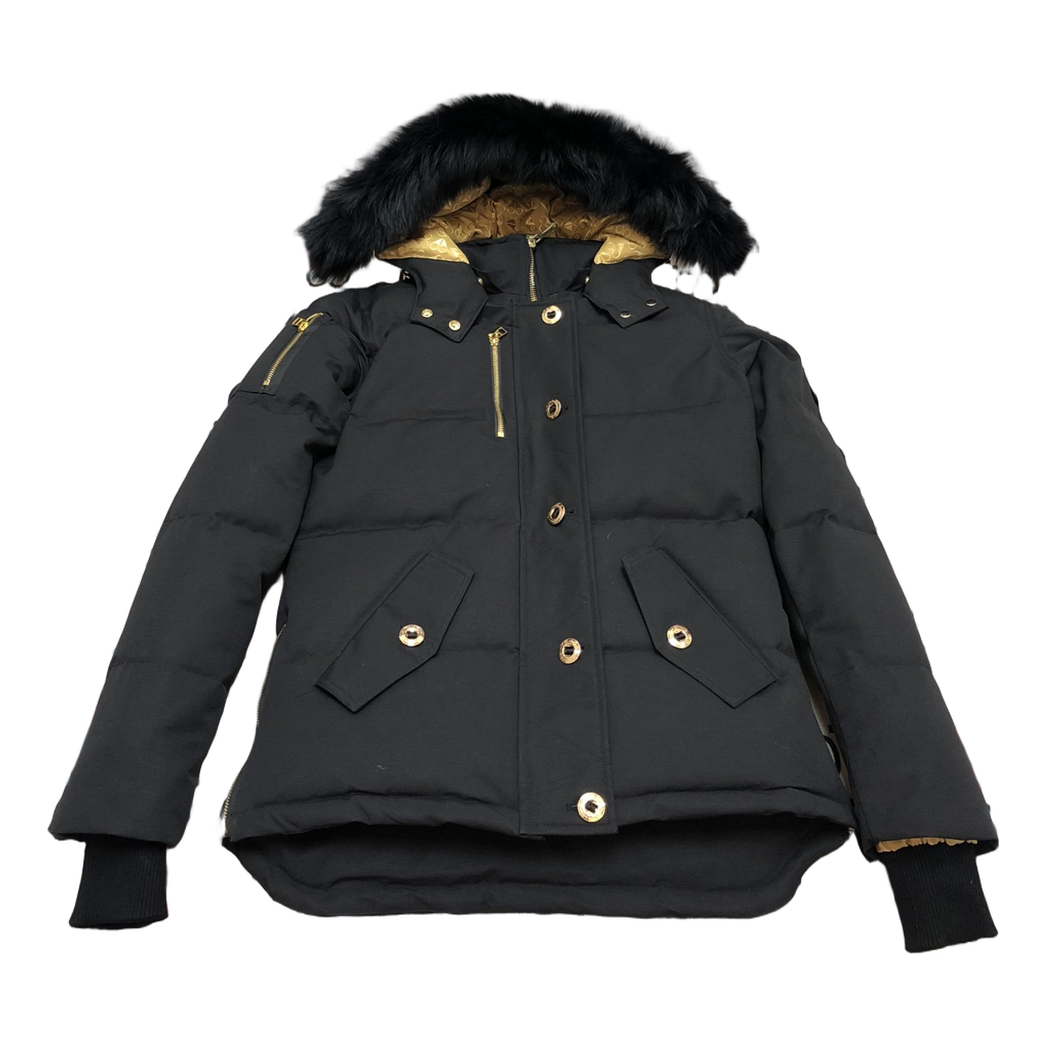 Moose Knuckles Gold 3Q Fur-Trim Hooded Down Jacket – Black