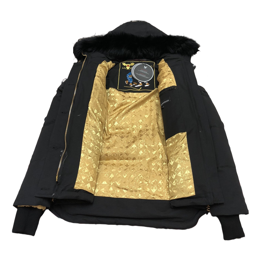 Moose Knuckles Gold 3Q Fur-Trim Hooded Down Jacket – Black
