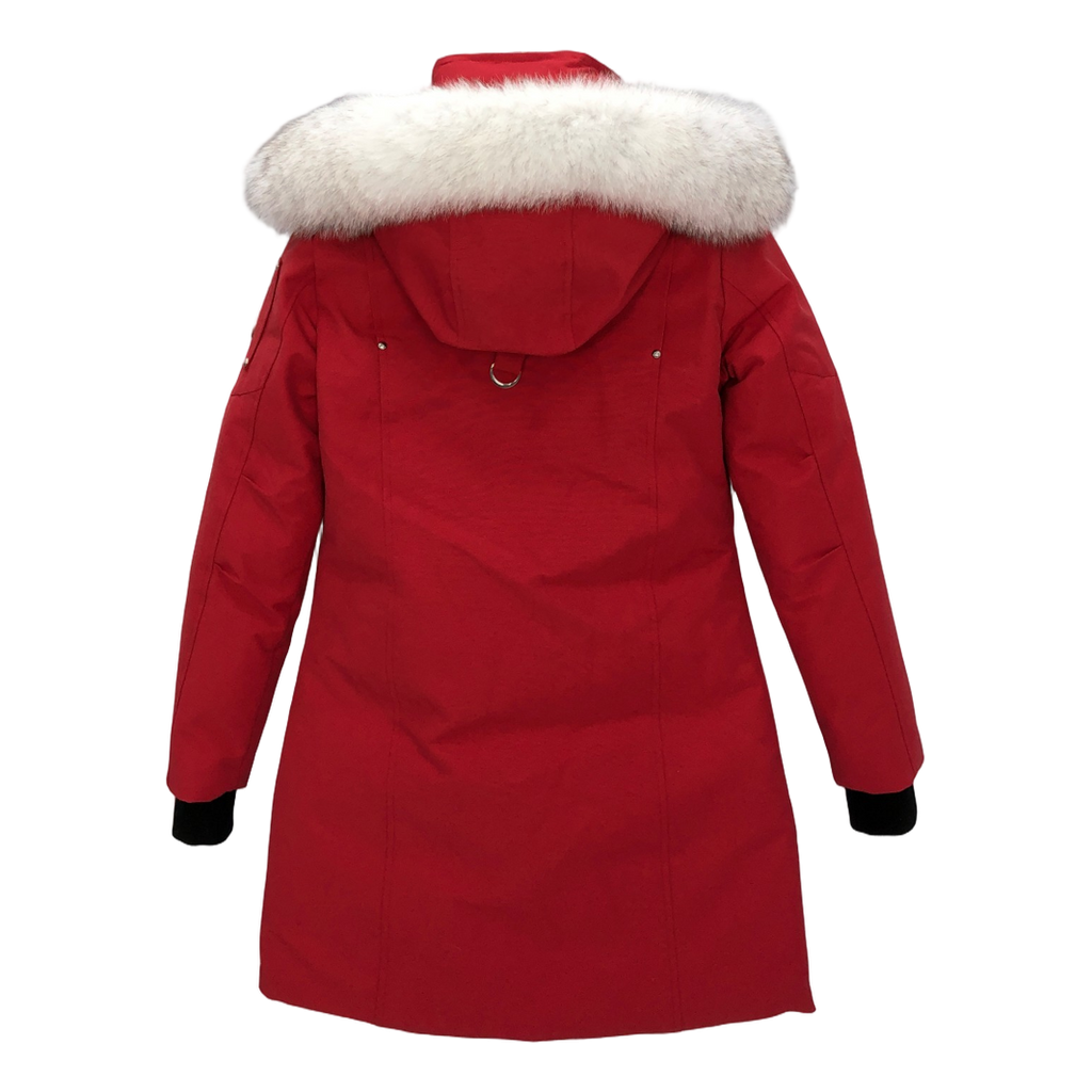 Moose Knuckles Stirling Down Parka with White Fur Trim & Pom-Pom