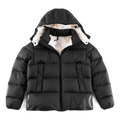 Moncler Logo-Hood Down Puffer Jacket with Contrast Lining in Black