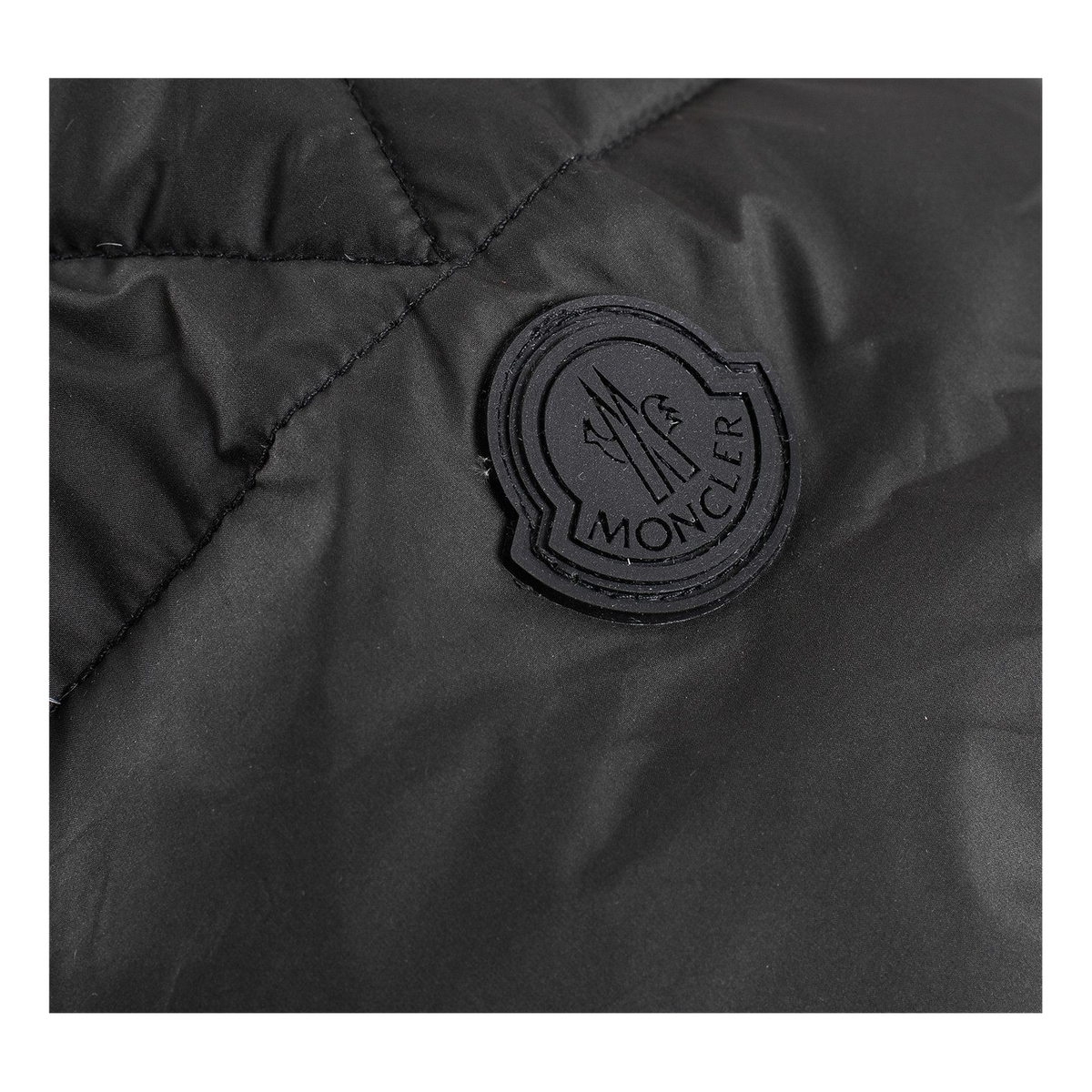 Moncler Logo-Hood Down Puffer Jacket with Contrast Lining in Black