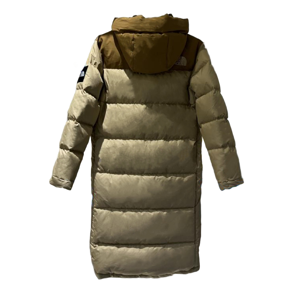 The North Face Color-Block Long Hooded Down Coat – Tan