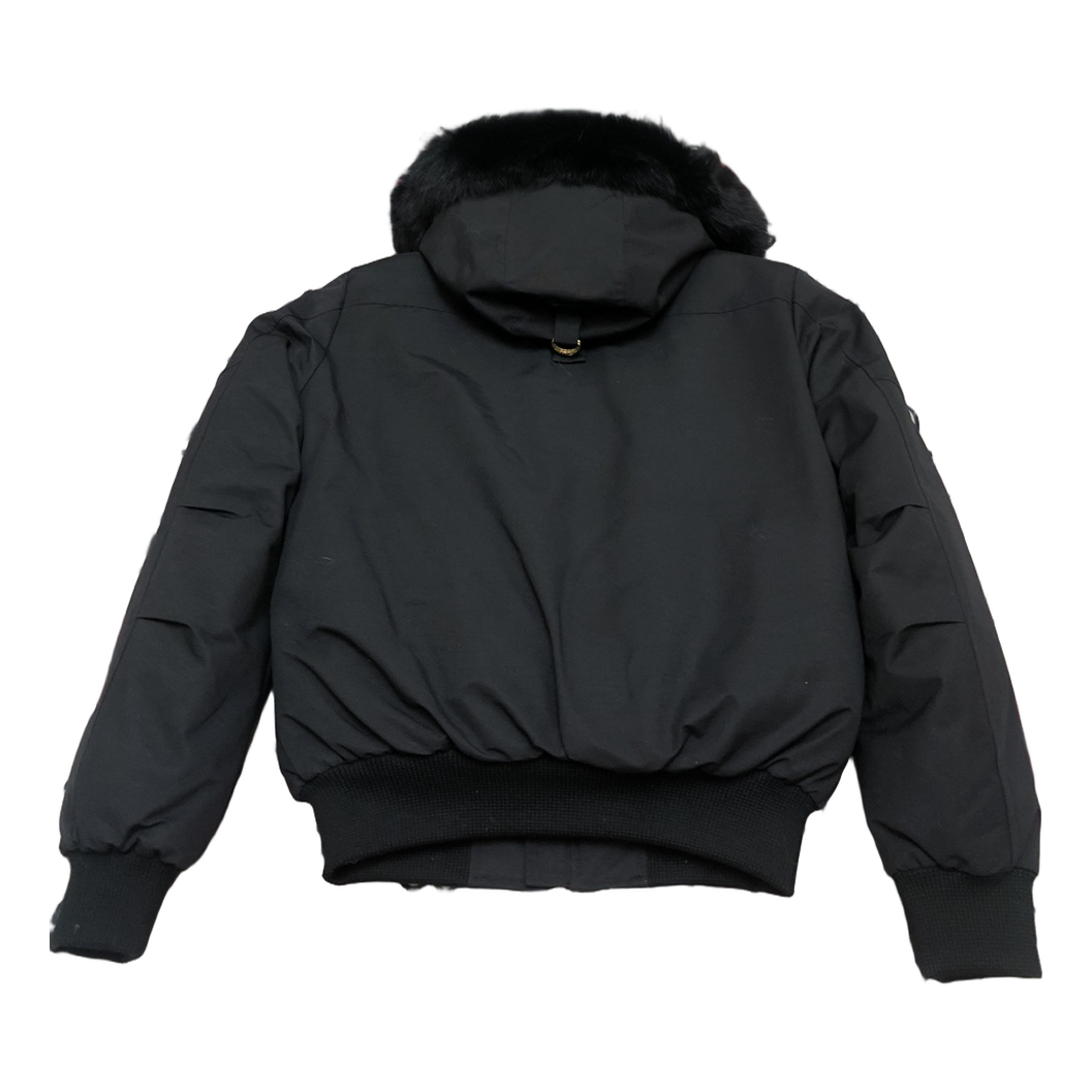 Moose Knuckles Gold Ballistic Fur-Trim Down Bomber Jacket – Black